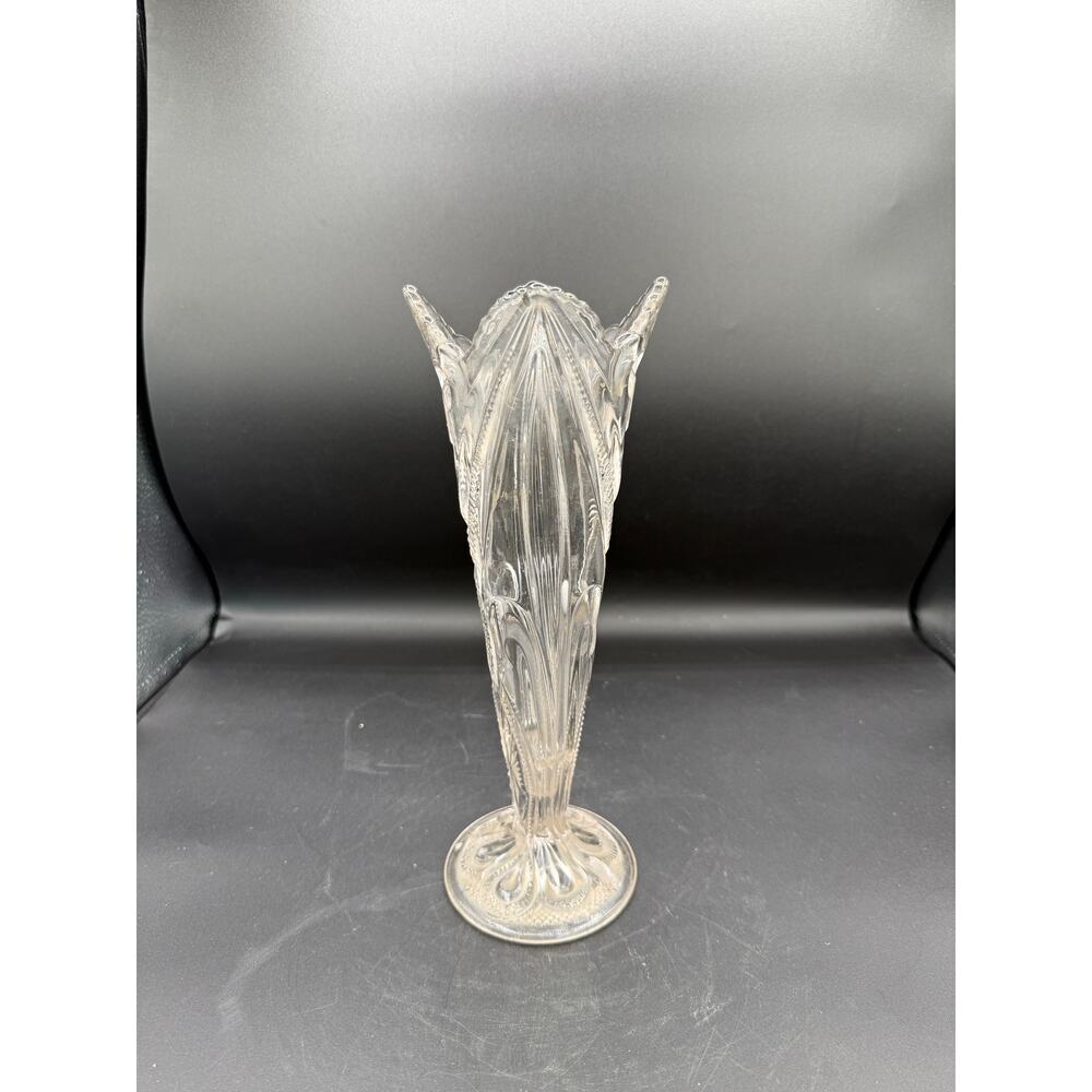Rare EAPG Bryce Higbee UV Reactive Arched Fleur-de-Lis 11” Vase